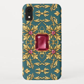 ルビーでシームレスな黄金色のパターン iPhone XRケース
