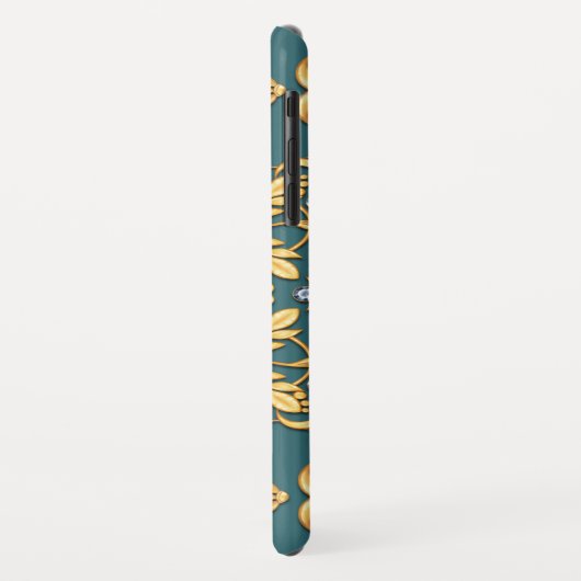 ルビーでシームレスな黄金色のパターン Case-Mate iPhoneケース (裏面/左)