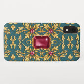 ルビーでシームレスな黄金色のパターン Case-Mate iPhoneケース (裏面(横))