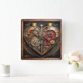 ルビーとギアハートスチームパンクシリーズ スクエア壁時計 (ホーム)