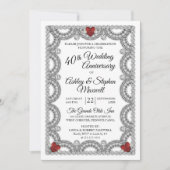 ルビーとダイヤモンドの40周年結婚記念日パーティー 招待状 (正面)