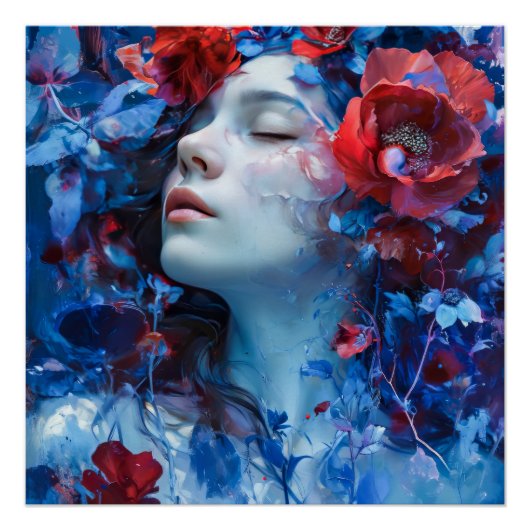 ルビーとペリウィンクルのファンタジー女性 ポスター (正面)