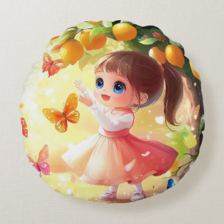 ルビーとレモンツリーピロー ラウンドクッション