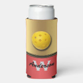 ルビーと赤のモノグラムと名前クール付き スリム缶クーラー (Seltzer正面)