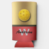 ルビーと赤のモノグラムと名前クール付き スリム缶クーラー (裏面)