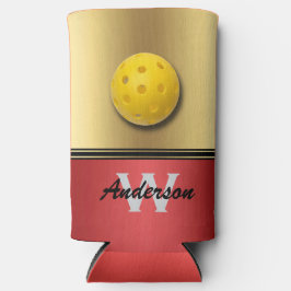 ルビーと赤のモノグラムと名前クール付き スリム缶クーラー