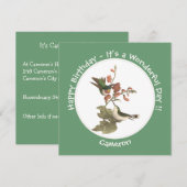 ルビーのどを持つスズメハチドリ、お誕生日会やその他のパーティー 招待状 (正面/裏面)