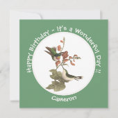 ルビーのどを持つスズメハチドリ、お誕生日会やその他のパーティー 招待状 (正面)