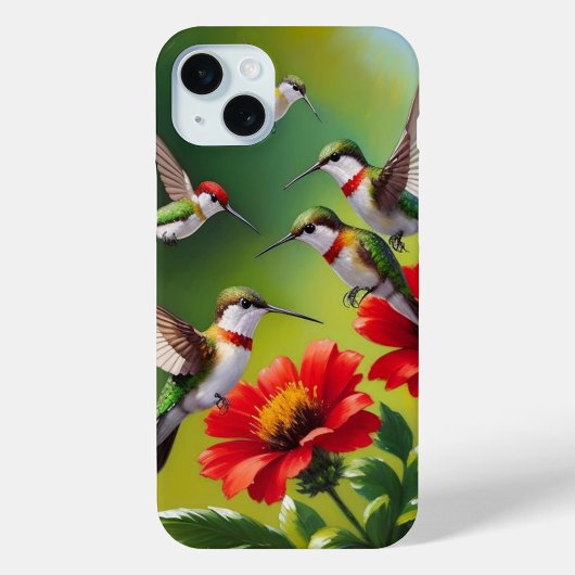 ルビーののどをしたハチドリと真っ赤な花 Case-Mate iPhoneケース