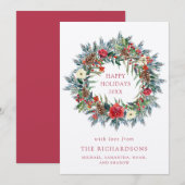 ルビーのクリスマスベリーと松のリース クラフト シーズンカード (正面/裏面)