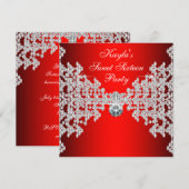 ルビーのダイヤモンド レッド バースデー パーティー 招待状 (正面/裏面)