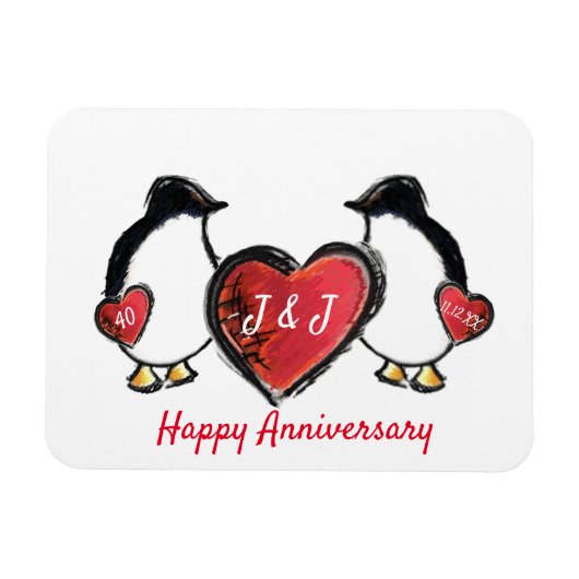 ルビーの創立結婚40周年ペンギン マグネット (横)