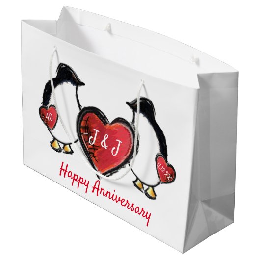 ルビーの創立結婚40周年ペンギン ラージペーパーバッグ (裏面アングル)