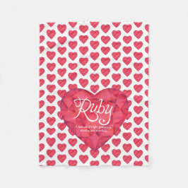 ルビーの名前は水の色のハート宝石の毛布を意味 フリースブランケット