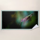 ルビーの喉が詰まったハミングバード – オリジナル写真 ビーチタオル (正面)