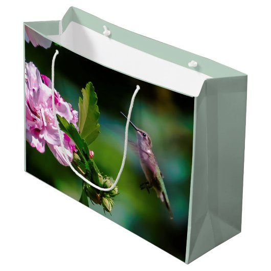 ルビーの喉が詰まったハミングバード – オリジナル写真 ラージペーパーバッグ (正面アングル)