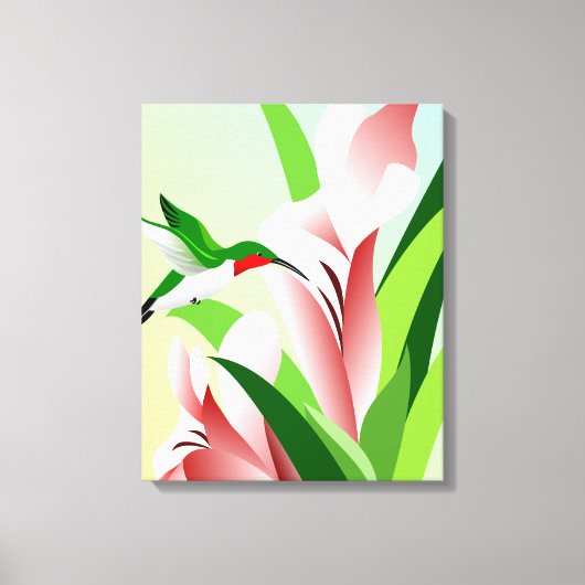 ルビーの喉のハミングバード キャンバスプリント (正面)