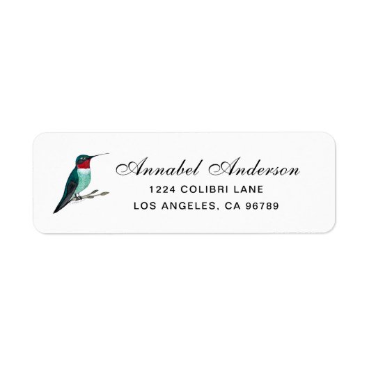 ルビーの喉のハミングバード ラベル (正面)