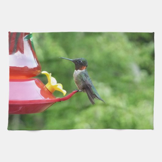 ルビーの喉をしたハチドリの写真 キッチンタオル (横)