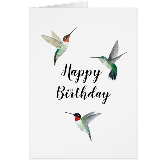 ルビーの喉を切ったハチドリの誕生日カード (正面)