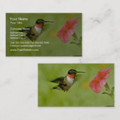 ルビーの喉を切ったハチドリ(雄)で、ペチュニアピンク 名刺 (正面/裏面)