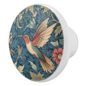 ルビーの喉を張ったハミングバードウィリアム・モリススタイル セラミックノブ (右)