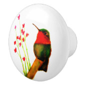 ルビーの喉を張ったハミングバード セラミックノブ (右)