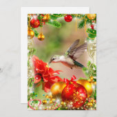 ルビーの喉を突いたハミングバードクリスマスカード シーズンカード (正面/裏面)