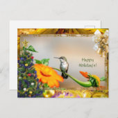 ルビーの喉を突いたハミングバードクリスマスカード シーズンポストカード (正面/裏面)