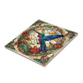 ルビーの喉を通したハミングバフェイクードステンドグラス タイル (側面)