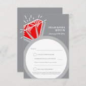 ルビーの指輪 40周年 結婚 返礼カード 出欠カード (正面/裏面)