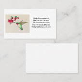 ルビーの水切りハミングバード水彩ピンクの花 名刺 (正面/裏面)