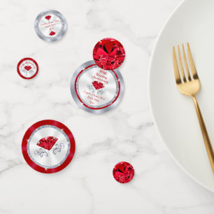 ルビーの第40結婚記念日のテーブルの装飾 コンフェッティ