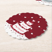 ルビーの結婚アニバーサリーケーキデザイン ペーパーコースター (アングル)