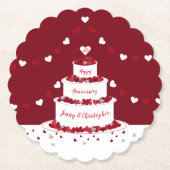 ルビーの結婚アニバーサリーケーキデザイン ペーパーコースター (正面)