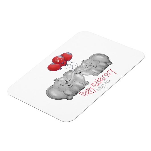 ルビーの結婚アニバーサリーゾウ贈り物40位 マグネット (左側)