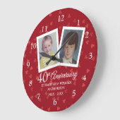 ルビーの記念日結婚の子ども時代の写真 ラージ壁時計 (傾斜)