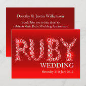 ルビーの輝き ウェディング ストーンズ パーティー招待 40周年 招待状 (正面/裏面)