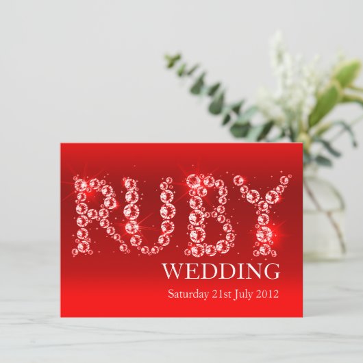 ルビーの輝き ウェディング ストーン パーティー 招待状 40周年 (スタンド正面)