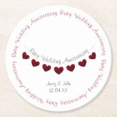 ルビーの40周年結婚のバント ラウンドペーパーコースター (正面)