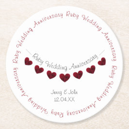 ルビーの40周年結婚のバント ラウンドペーパーコースター