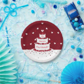 ルビーの40周年結婚記念ケーキとバント ペーパープレート (パーティー)