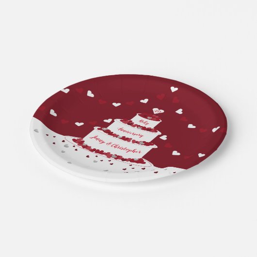 ルビーの40周年結婚記念ケーキとバント ペーパープレート (アングル)