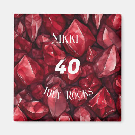 ルビーをテーマにした7月誕生日記念日名前をカスタムする マグネット