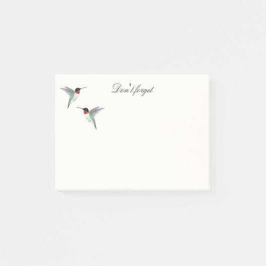 ルビーを使ったハミングバードのメモ ポストイット (正面)