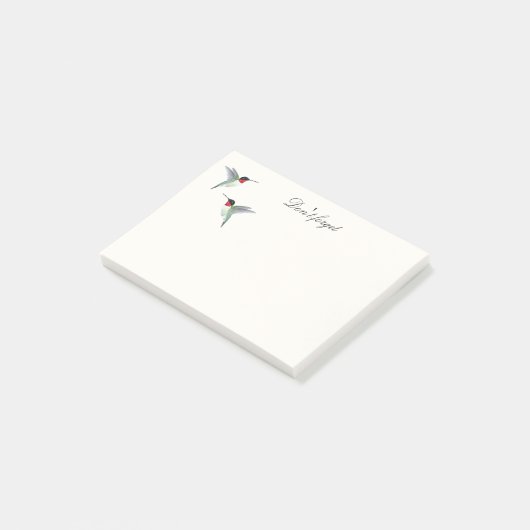 ルビーを使ったハミングバードのメモ ポストイット (アングル)