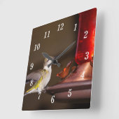 ルビーを使ったハミングバードウォールクロック スクエア壁時計 (傾斜)