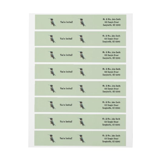 ルビーを使ったハミングバード撮影 ラップアラウンドラベル (シート)