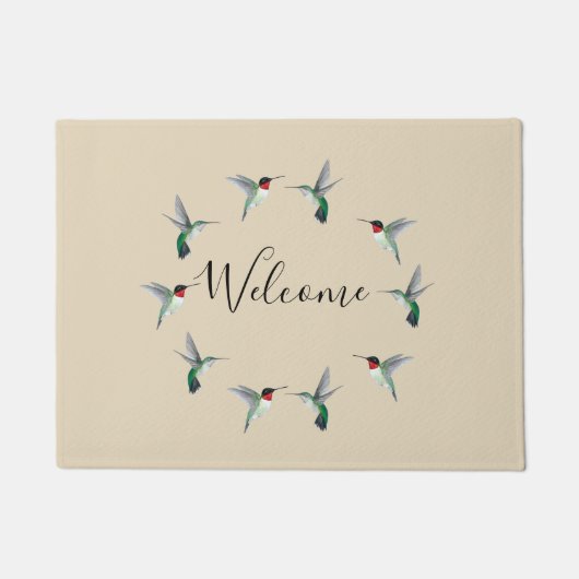 ルビーを使ったハミングバード様式 ドアマット (正面)