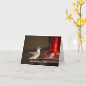 ルビーを使ったハミングバード考えるの女性像 カード (黄色い花)